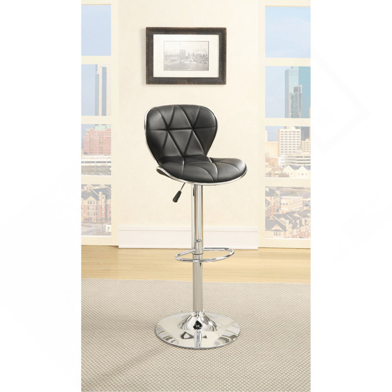 Ensemble de 2 tabourets de bar réglables en polyuréthane noir, chrome