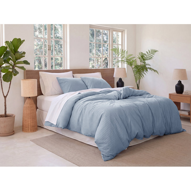  Bedsure Gingham Duvet Cover Set, 100% Washed Cotton Duvet Cover King, PureWoven with Reversible Yarn‑Dyed Design & Double‑Stitch Craft（Set of 3）
