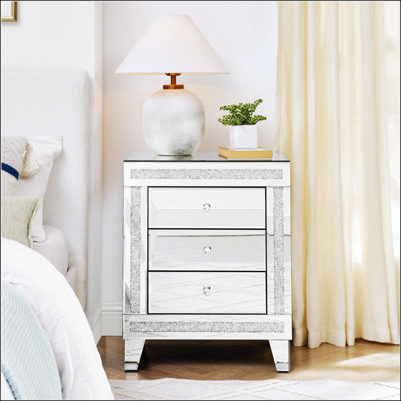 Silver Mirror Three Drawer Cabinet