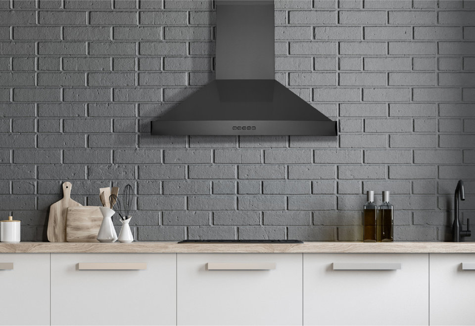 Black Stainless Steel Wall Mount Range Hood