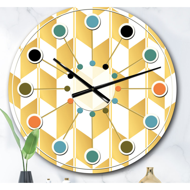Oversized Geometric I Mid-Century Wall Clock, Oversized