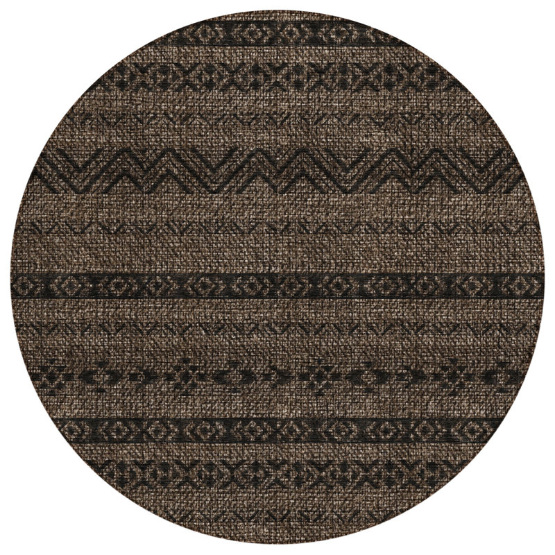 Tapis rond lavable intérieur et extérieur 8 pi chocolat et brun 8 pi Southwestern