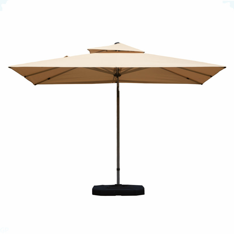 Parasol en porte-à-faux rectangulaire 9 pi x 11 pi avec mât central, beige (base non incluse), Beige