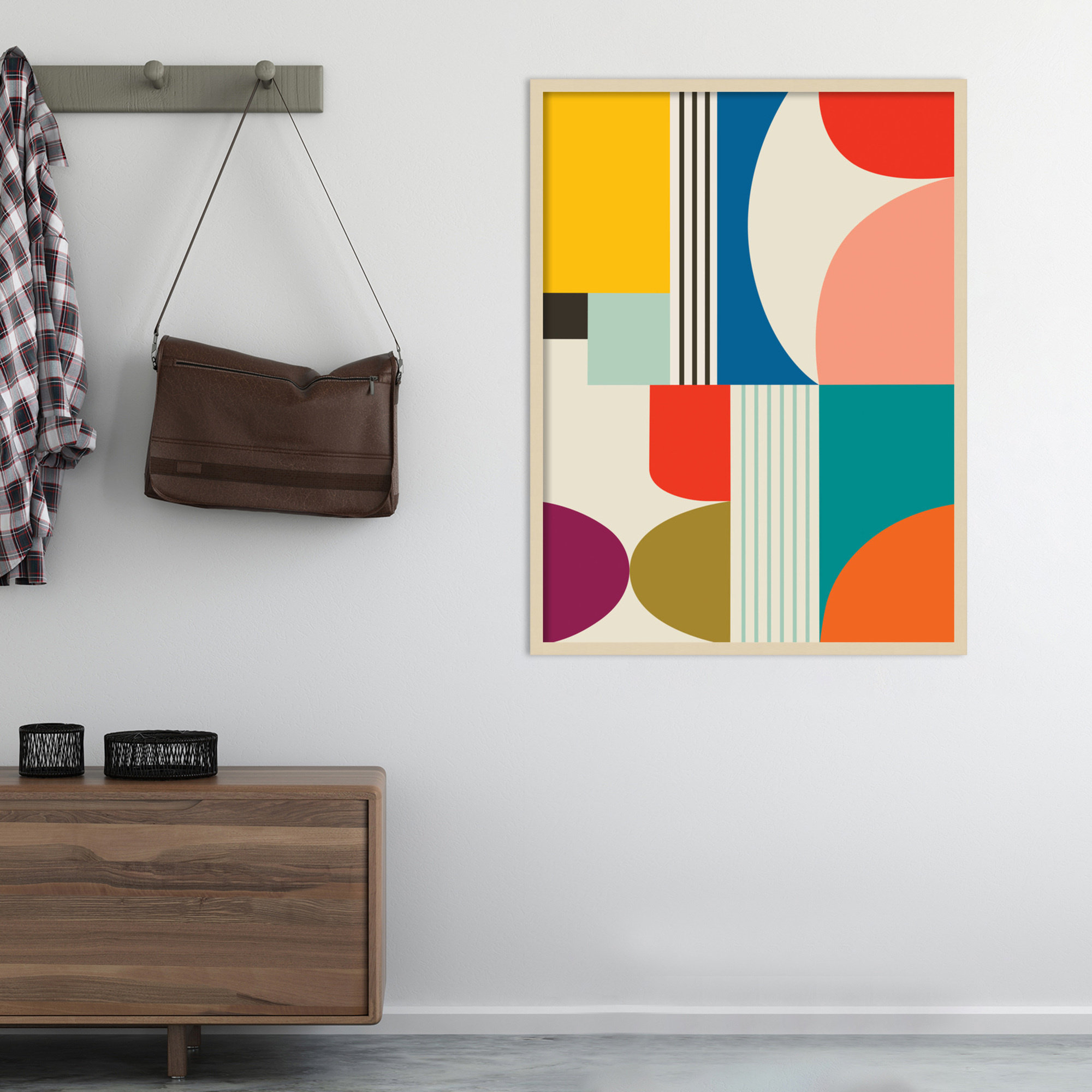 Mid Century Modern Pattern by Rachel Lee, Brown, 41" H x 31" W x 1" D