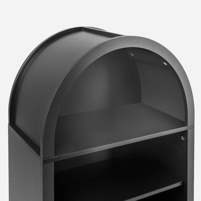 47.6" Small Bookcase Arched Bookshelf, Black