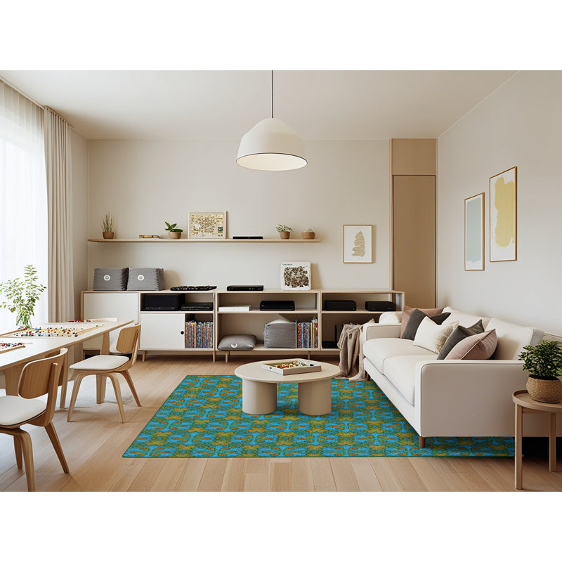Tapis de zone verte à motif, Rectangle 7 pi x 9 pi