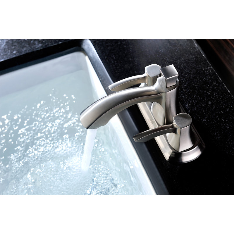 Mini robinet de salle de bain à poignée double avec drain Vista, Nickel brossé