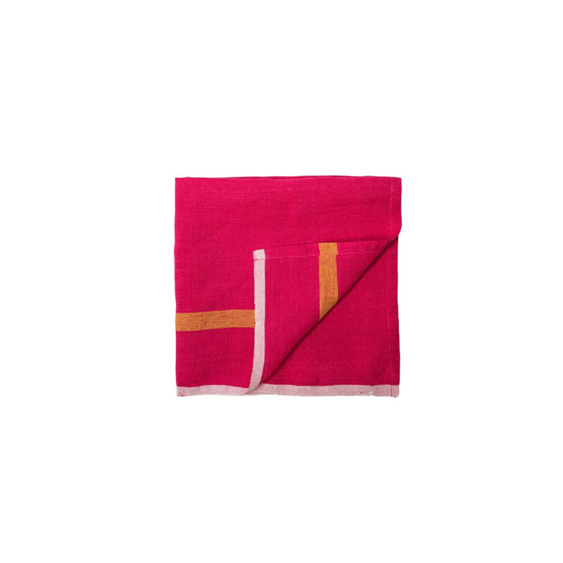 Laundered Linen Square, Pink/Lime