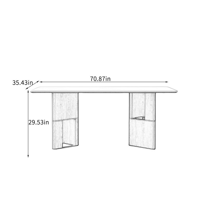 Table de salle à manger en dalle de roche de style rétro., H 29,53 po x L 70,87 po x l 35,43 po