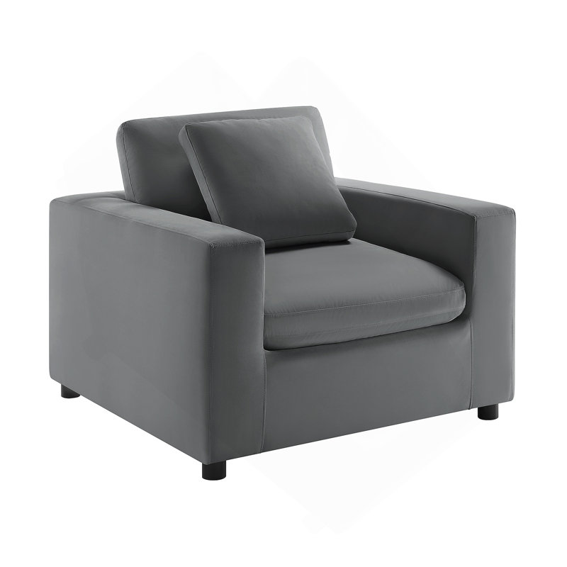 Jodina Modern Armchair, Charcoal Performance Polyester
