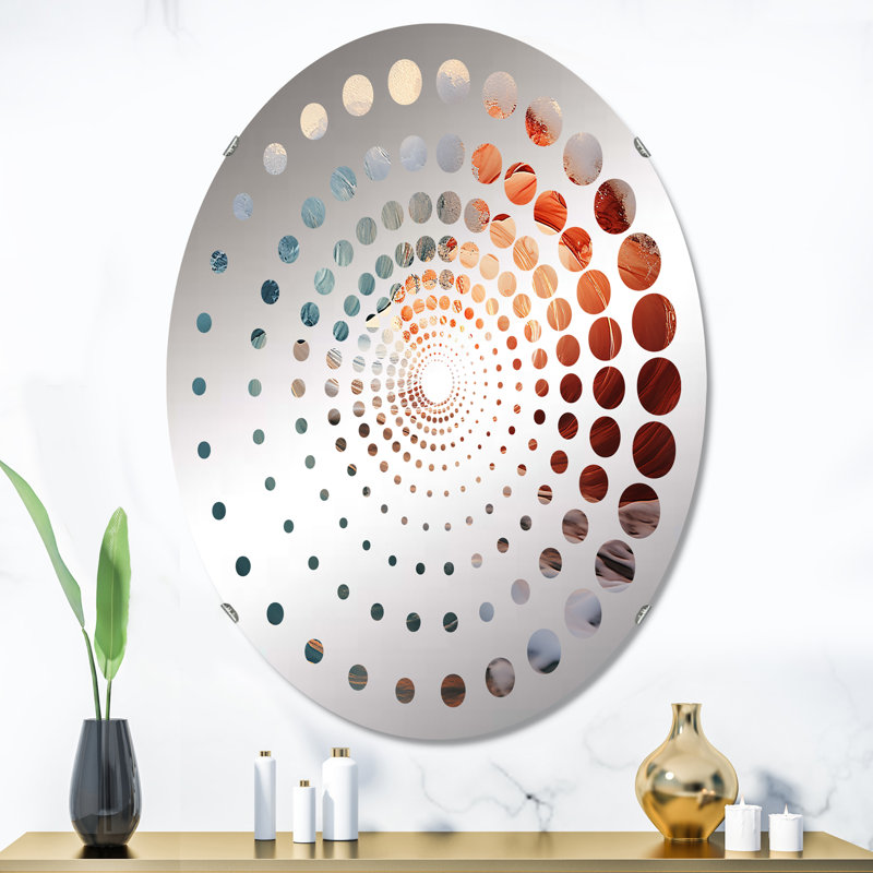 Miroir décoratif à pois spirale vert et rouge MIR108621 O, L 24 po x H 36 po