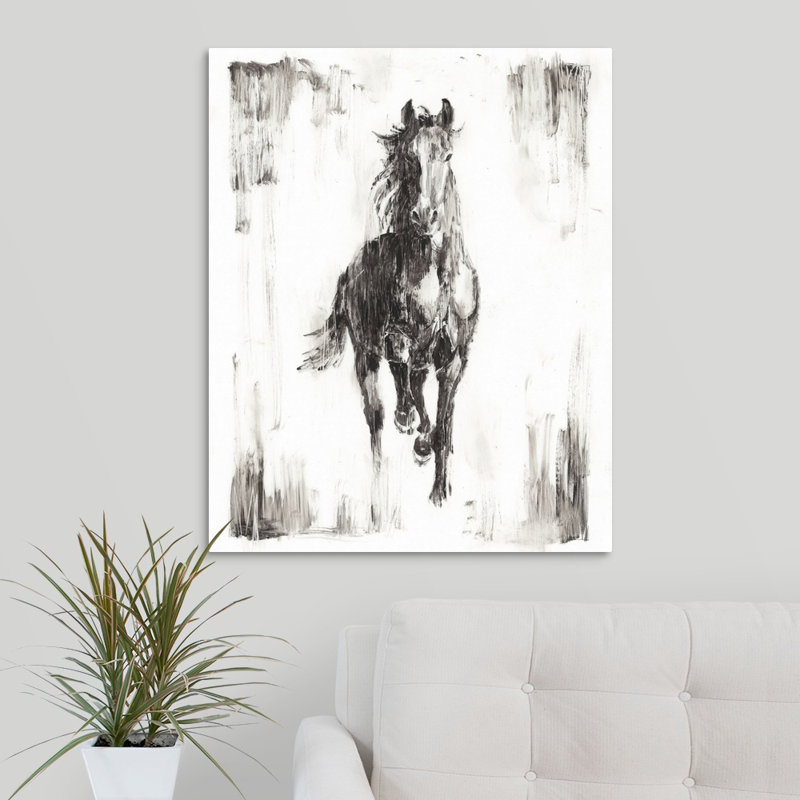 « rustique black stallion i », peinture sur toile, Toile tendue, H 14 po x l 11 po x P 1,25 po