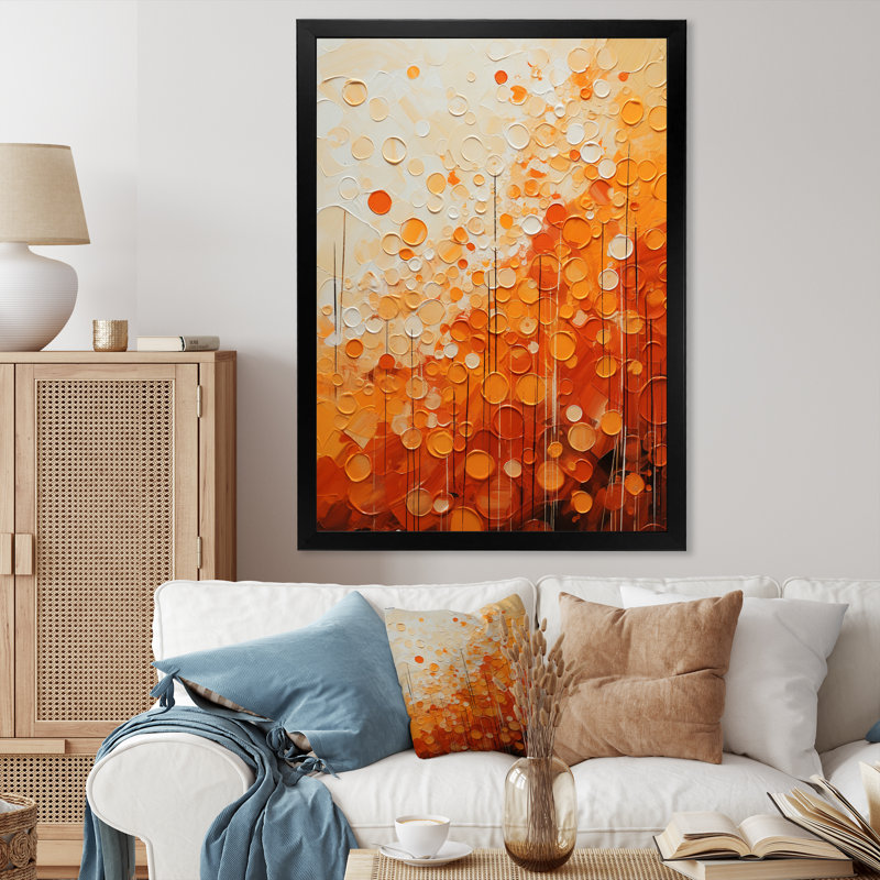 «Tangerine Tango IV», art abstrait sur toile, Cadre simple noir, H 20 po x l 12 po x P 1 po