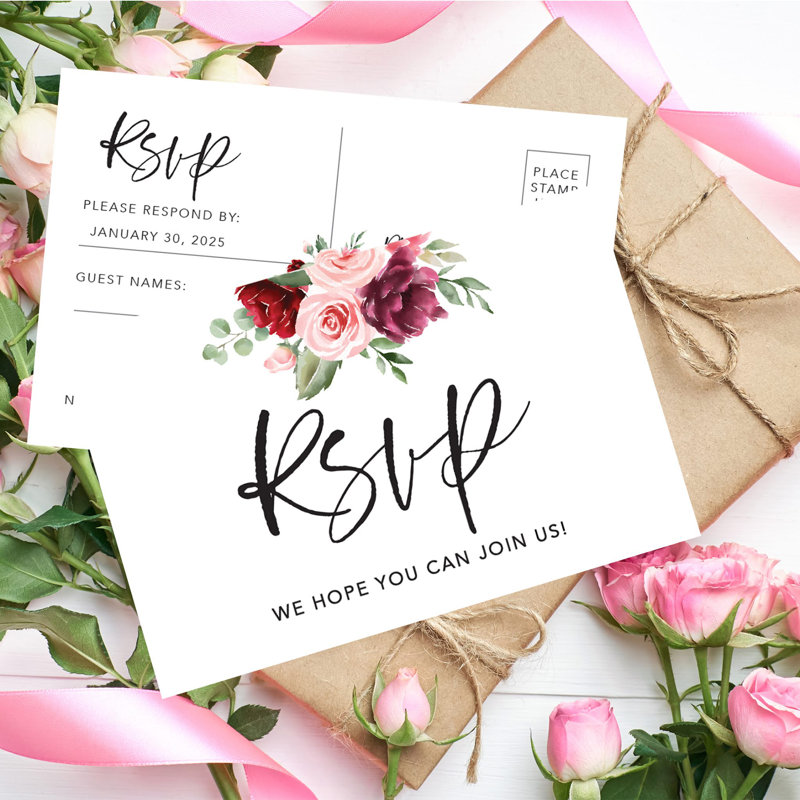 Cartes de réponse florales de mariage
