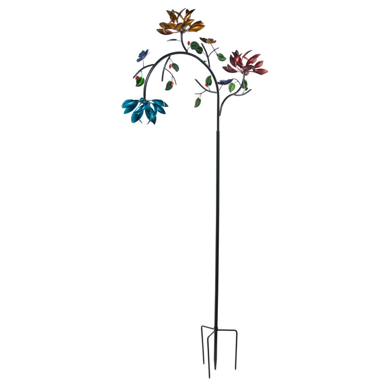 Siller 91 in. Flowers Wind Spinner Garden Stake