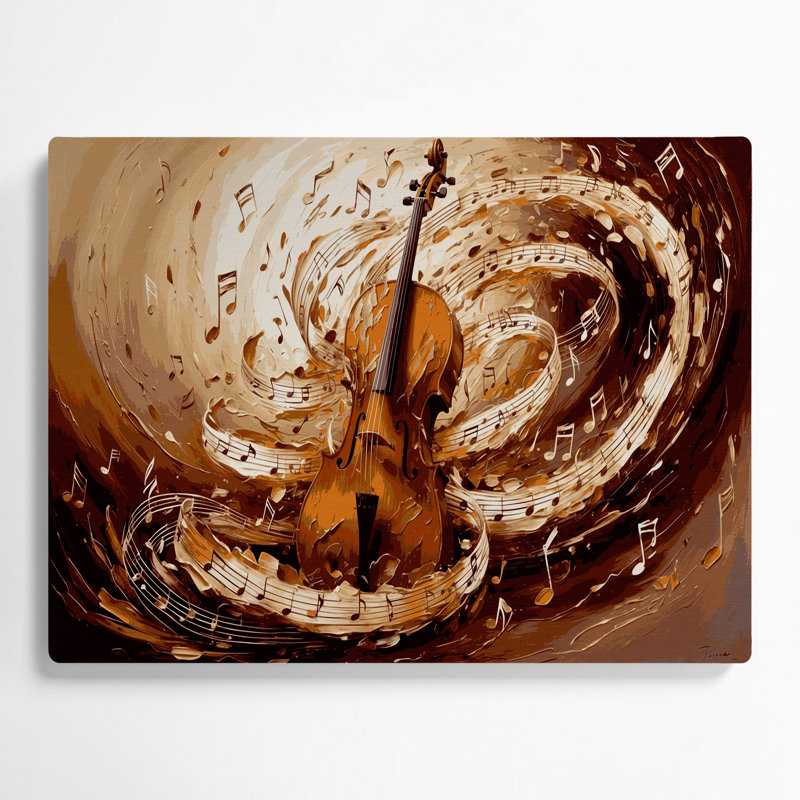 «Music Cello Brown», art mural en métal, H 11 po x l 14 po