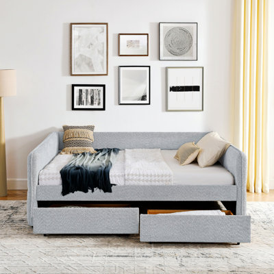 Daybed, Upholstered Tufted Bed With Two Drawers