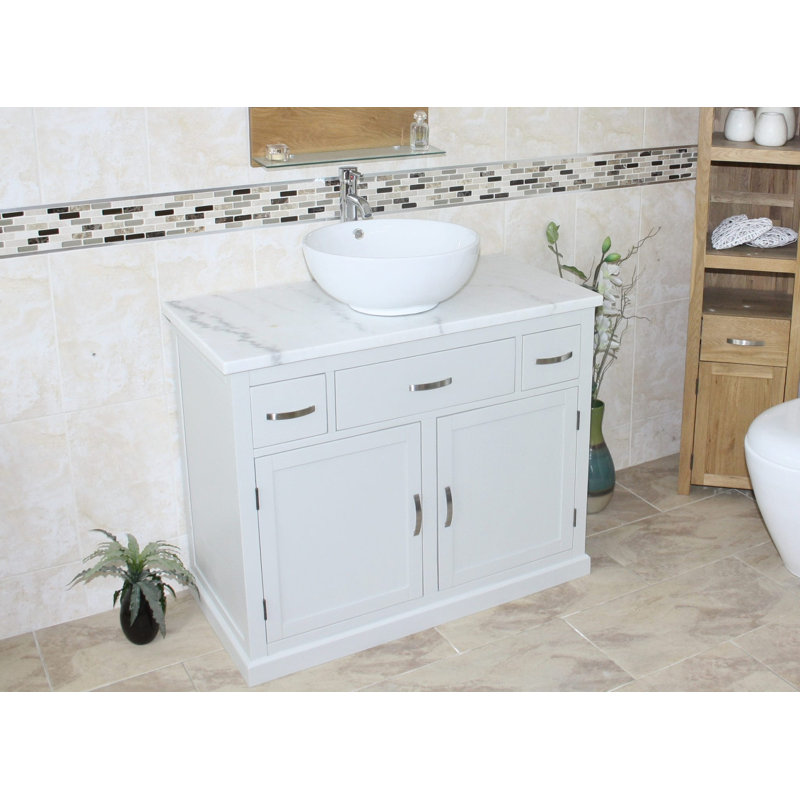 Robinett 1000mm Single Bathroom Vanity with Basin, White Marble, Grey