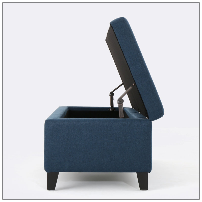Banc de rangement en tissu Matheo, Bleu marine
