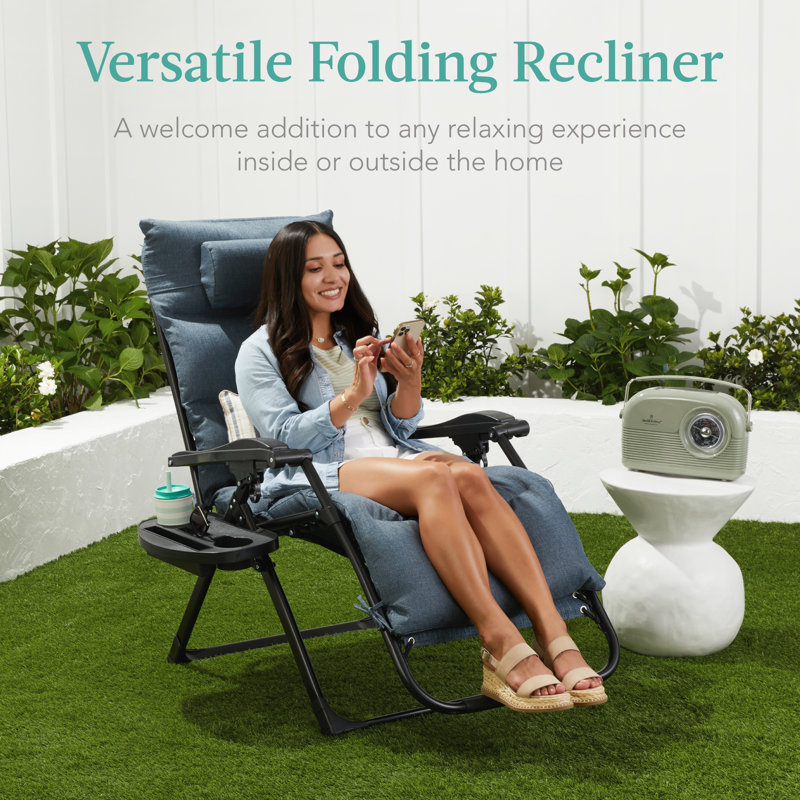 Rodriga Folding Zero Gravity Chair, Graphite Blue