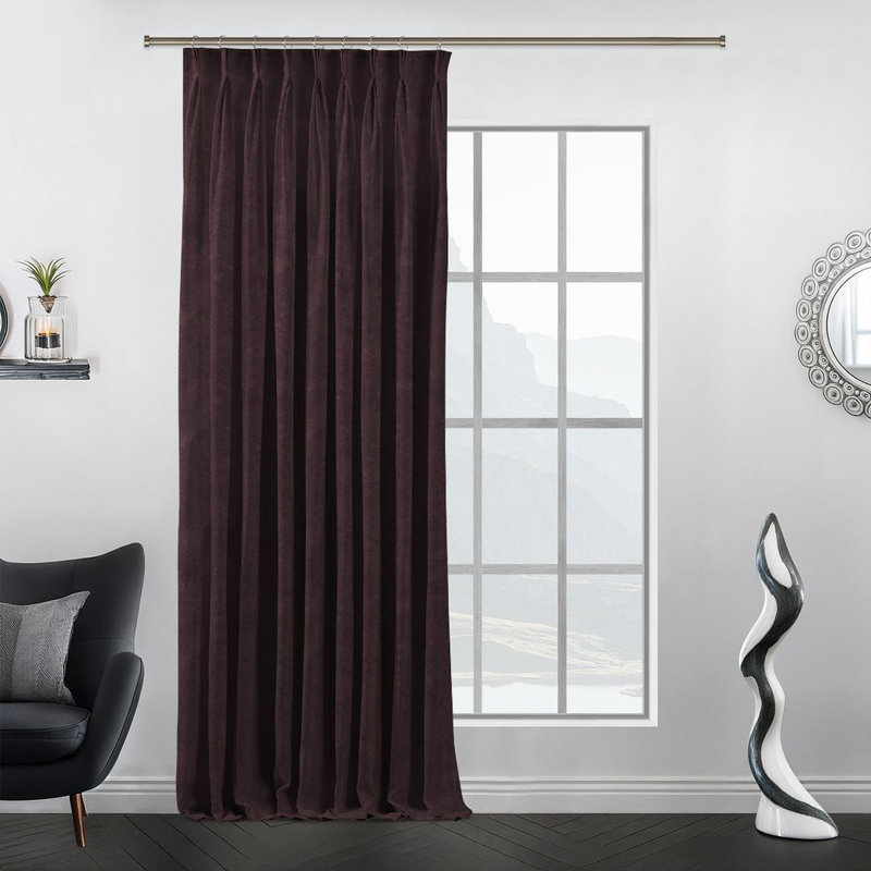 Velvet Room Darkening Single Curtain Panel, 190cm Width x 200cm Drop, Dark Red