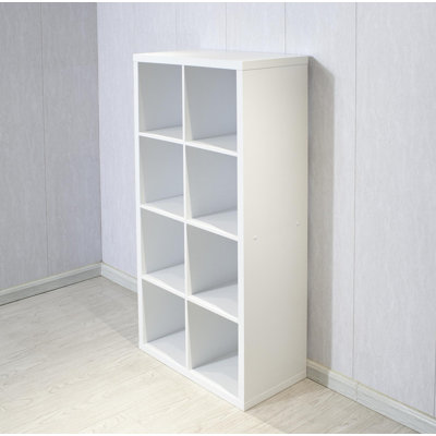 Smart Cube 8-Cube Organizer Storage with Opened Back Shelves,2 X 4 Cube Bookcase Book Shleves for Home, Office (White) by Latitude Run