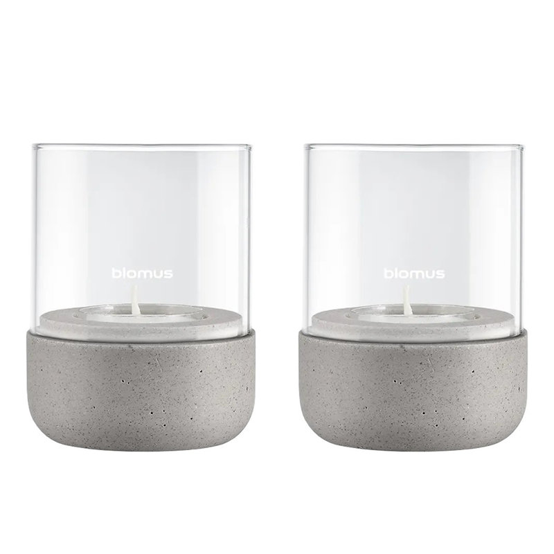 2 Piece Glass Set, 9.5 cm H x 7 cm W x 7 cm D, Grey
