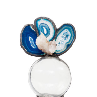 Petite sculpture flottante en agate et cristal