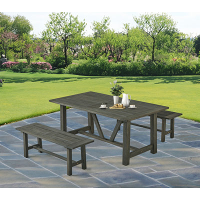 3 Piece Outdoor Patio Set With Rustic Acacia Wood