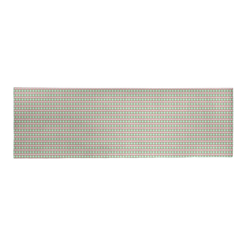 Tapis vert/rose fait main géométrique, Tapis de couloir 2 pi x 8 pi