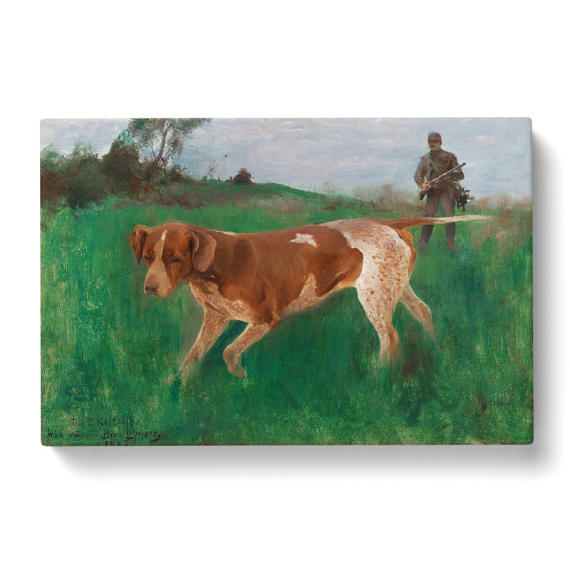 Hound On The Hunt by Bruno Liljefors - Wrapped Canvas Painting, 35cm H x 50cm W x 3cm D