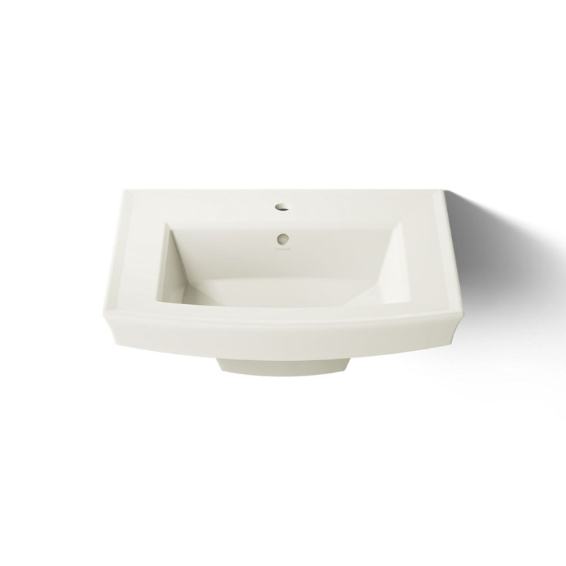 Archer® Vitreous China Rectangular Pedestal Bathroom Sink with Overflow, Ice Gray, 4'' Centers