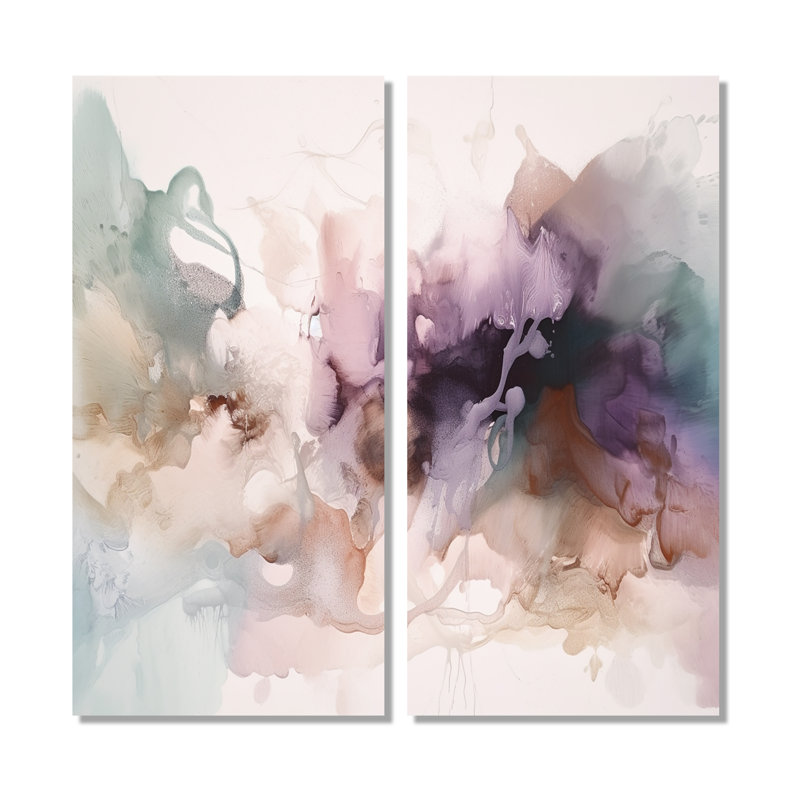 Marbre délicat brun abstrait III - art mural moderne sur toile 2 pièces, 20'' H x 24'' W, Wrapped Canvas, Does Not Apply