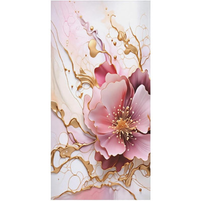 Serviettes de bain surdimensionnées 32 "x 63" à motif floral doré et surdimensionnées roses et abstraites pour adultes