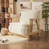 Castino Convertible Fabric Upholstered Accent Armchair Futon Chair Sofa Bed with Solid Wood Frame