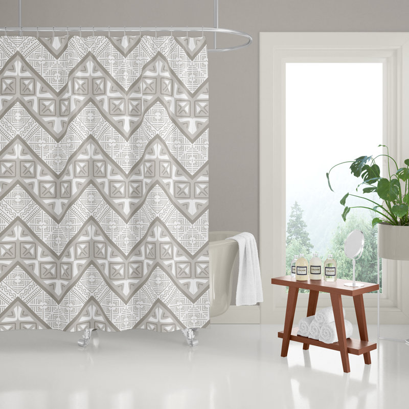 Rideau de douche, Beige / Blanc