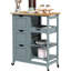 Chariot mobile pour îlot de cuisine avec tablettes, tiroirs, rangement, plateau, roulettes et plateau en bois - Gris pour espace de travail compact