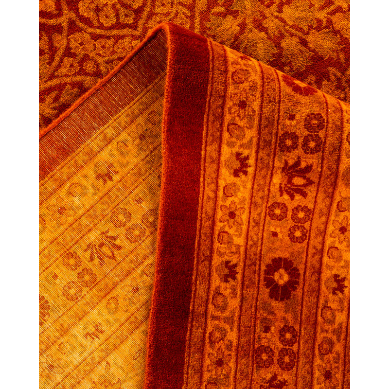 Tapis rouge / orange unique de 12 pi 4 po x 18 pi 1 po Annaghmore