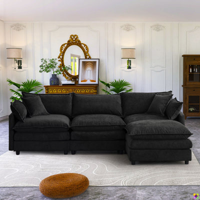 Aariketh 105"W Modular Chenille LAF RAF Sectional, Sofa Couch, 3 Seater