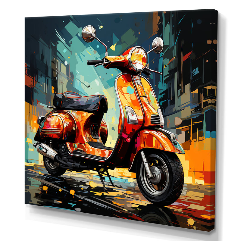 Pop Art Scooter Commute I sur toile, H 16 po x l 16 po x P 1 po, Toile tendue