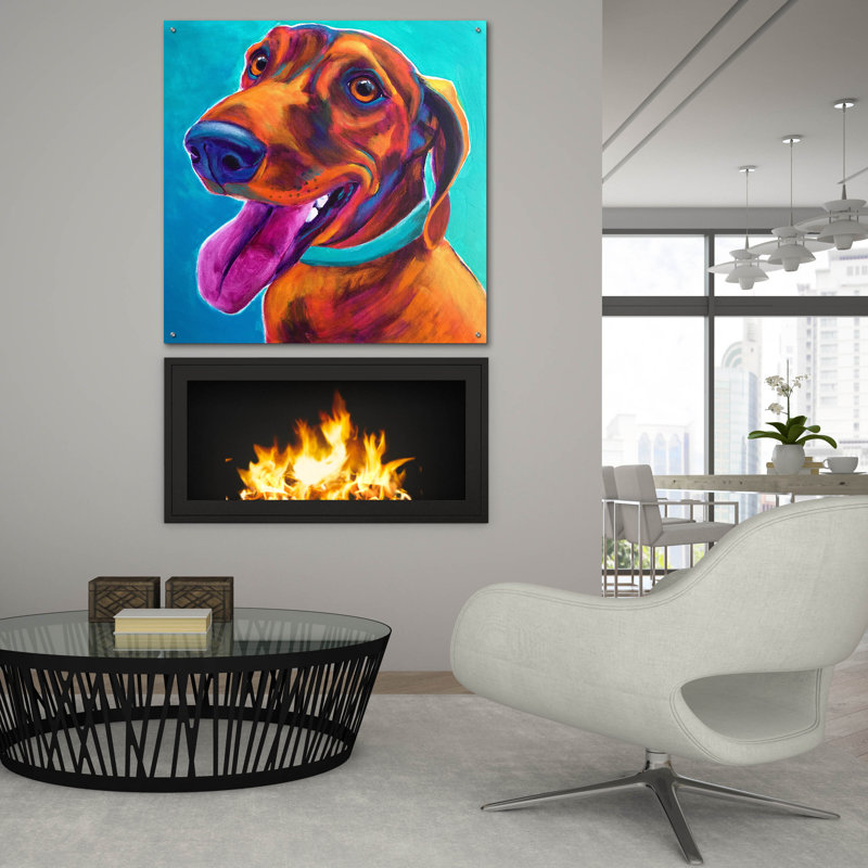 «Dachshund - Turquoise» par Dawg Painter, H 36 po x l 36 po x P 0,2 po