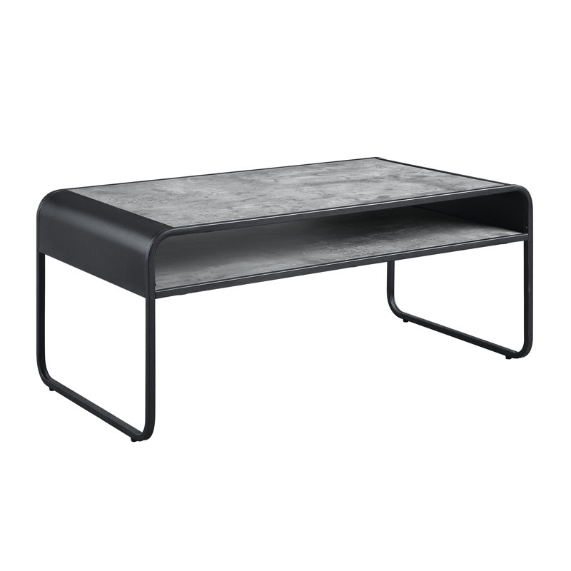 Table basse Raziela en béton gris et noir avec structure en métal robuste