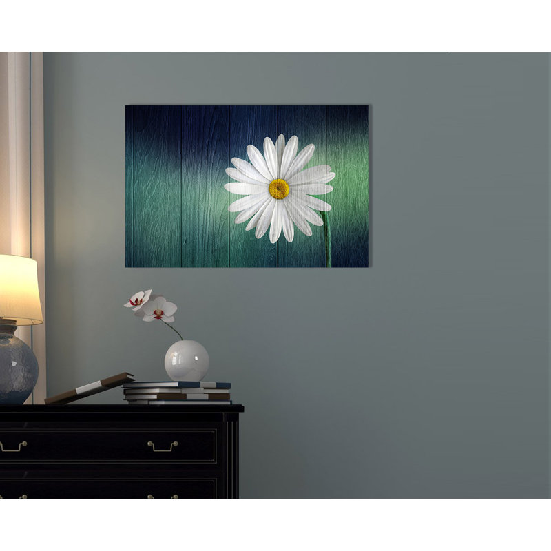 «Wood Series: A Daisy», art mural sur toile, H 18 po x l 26 po
