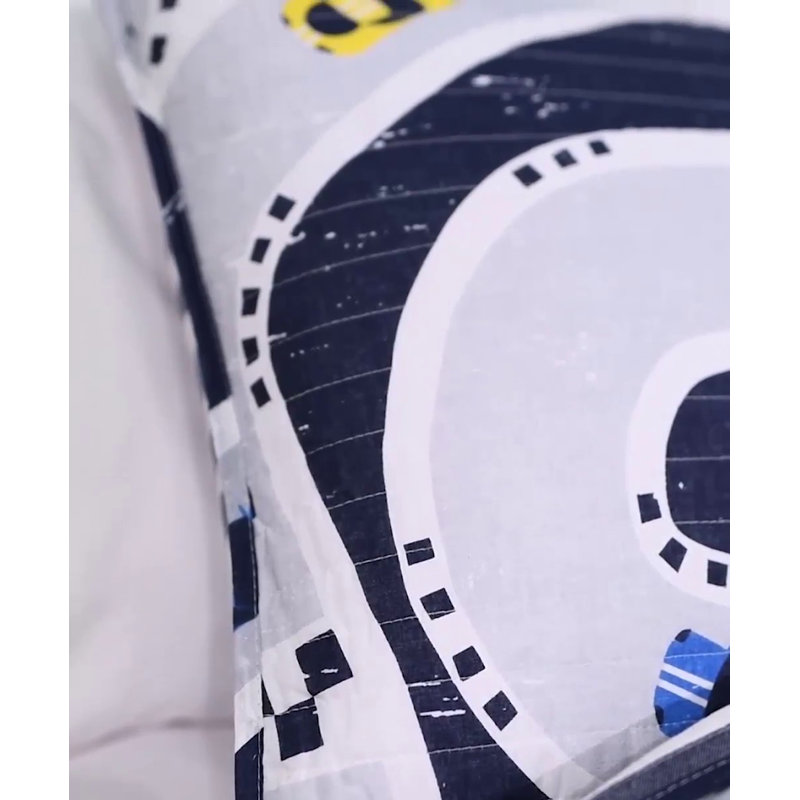 Navy Cotton Twin Reversible Kids Quilt Set