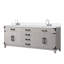 Meuble-lavabo double en chêne blanc 80 po X P 22 po D, plateau en marbre de culture et robinet