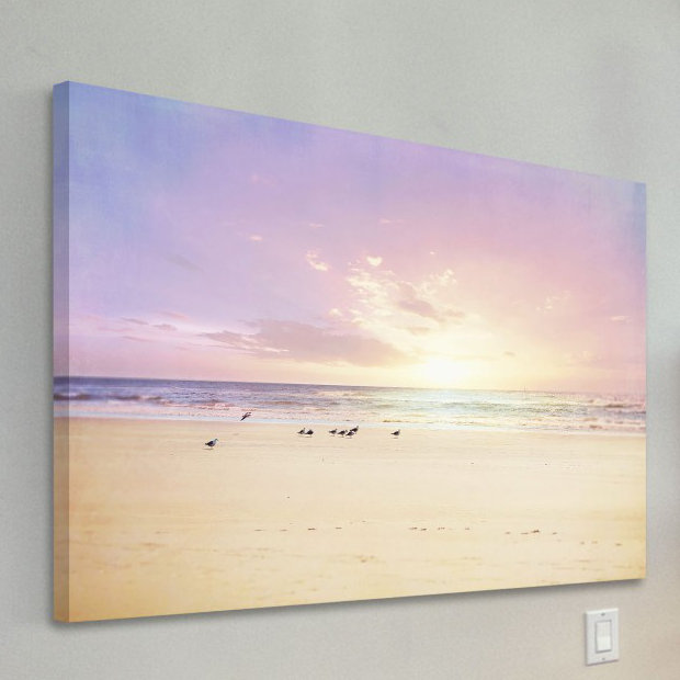 « the beach is my happy place », reproduction d’art sur toile, H 8 po x l 12 po, Toile tendue