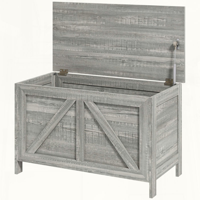 Farmhouse Storage Chest with Lift Top and Safety Hinge