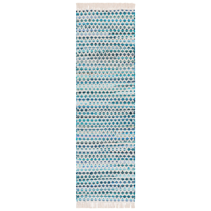 Montauk 538 Hand Woven Cotton Geometric Shapes Rug, Runner 2'3" x 8'