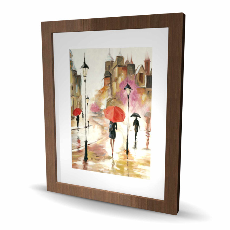 Passersby Under Its Umbrellas - reproduction d'art contemporaine encadrée
