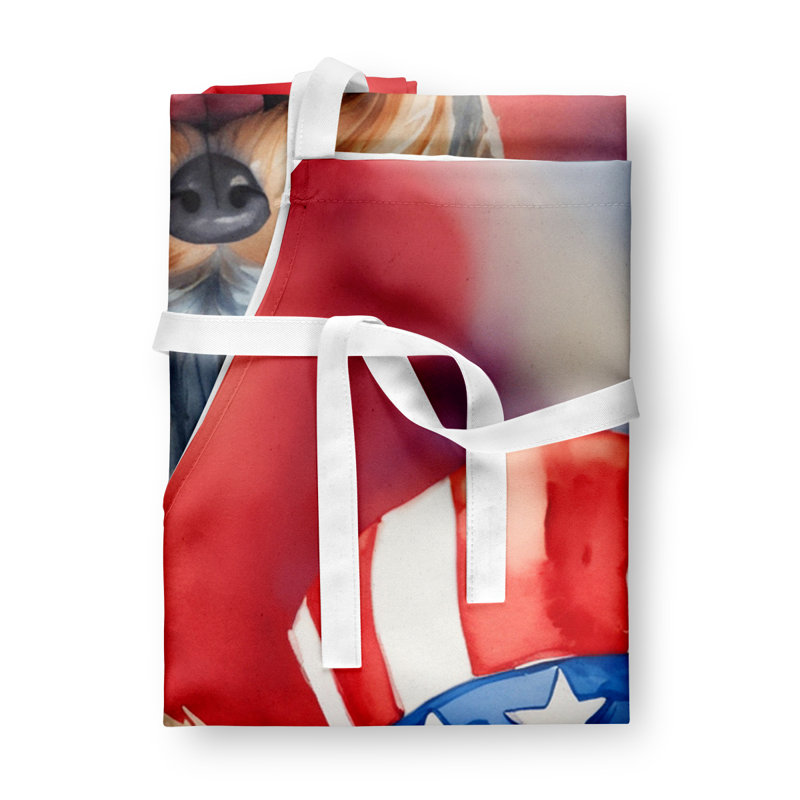 Patriotic American Apron, Gray/Brown Yorkshire Terrier